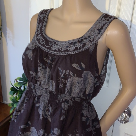 Chocolate scoop neck mini dress with embroidered detail S M L - Picture 2 of 12